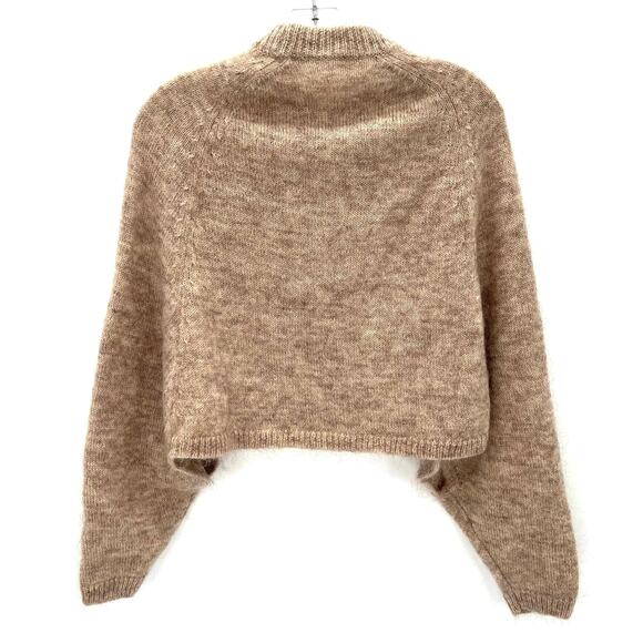 MO&Co. women’s cropped oversized wool and Kid mohair blend poncho sweater - Picture 4 of 6